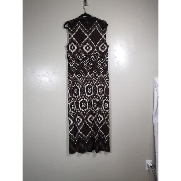 NEW Chico’s Dress Size 2 (US 12) Medallion Haze Morgan Maxi Stretchy Dress Brown - Picture 8 of 10
